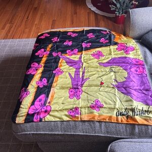Vintage Andy Warhol Butterfly Print Scarf - Pink and Black